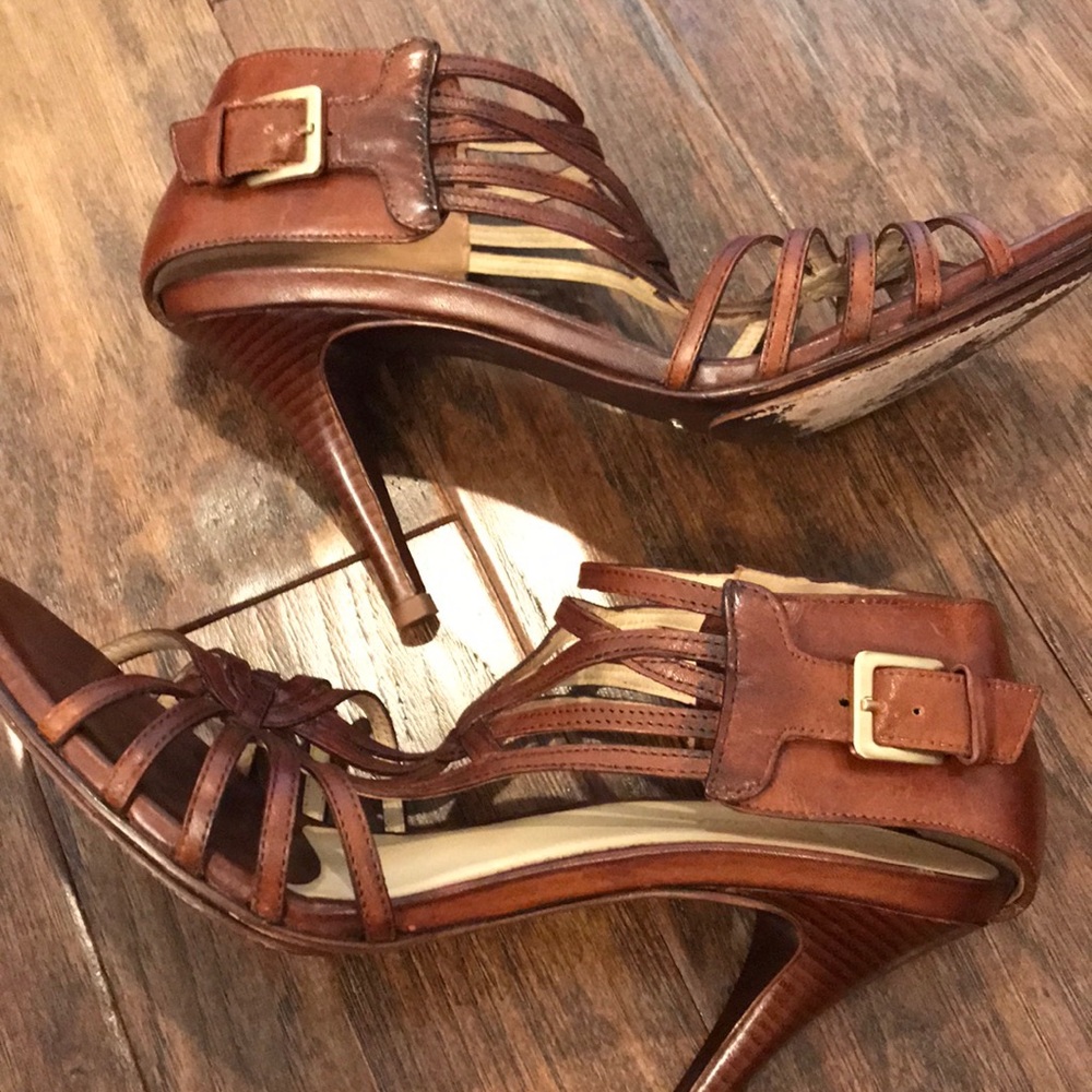 Cole Haan shoes brown leather straps sandals heels